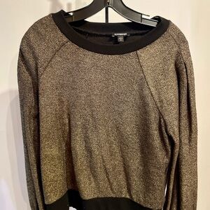 Express Black and Gold Metallic Crew Neck Sweater Medium